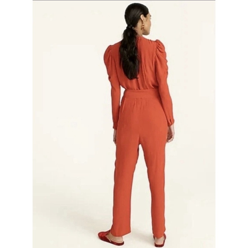 J Crew NWT Size 8 Holiday Red Drapey Puff-Sleeve Party-Perfect Jumpsuit - Picture 2 of 8